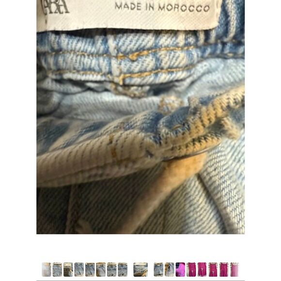 ZARA Girls Fringe Hem Elastic Waist Faded Denim Jean Shorts Light Blue Size 10 - Picture 6 of 7